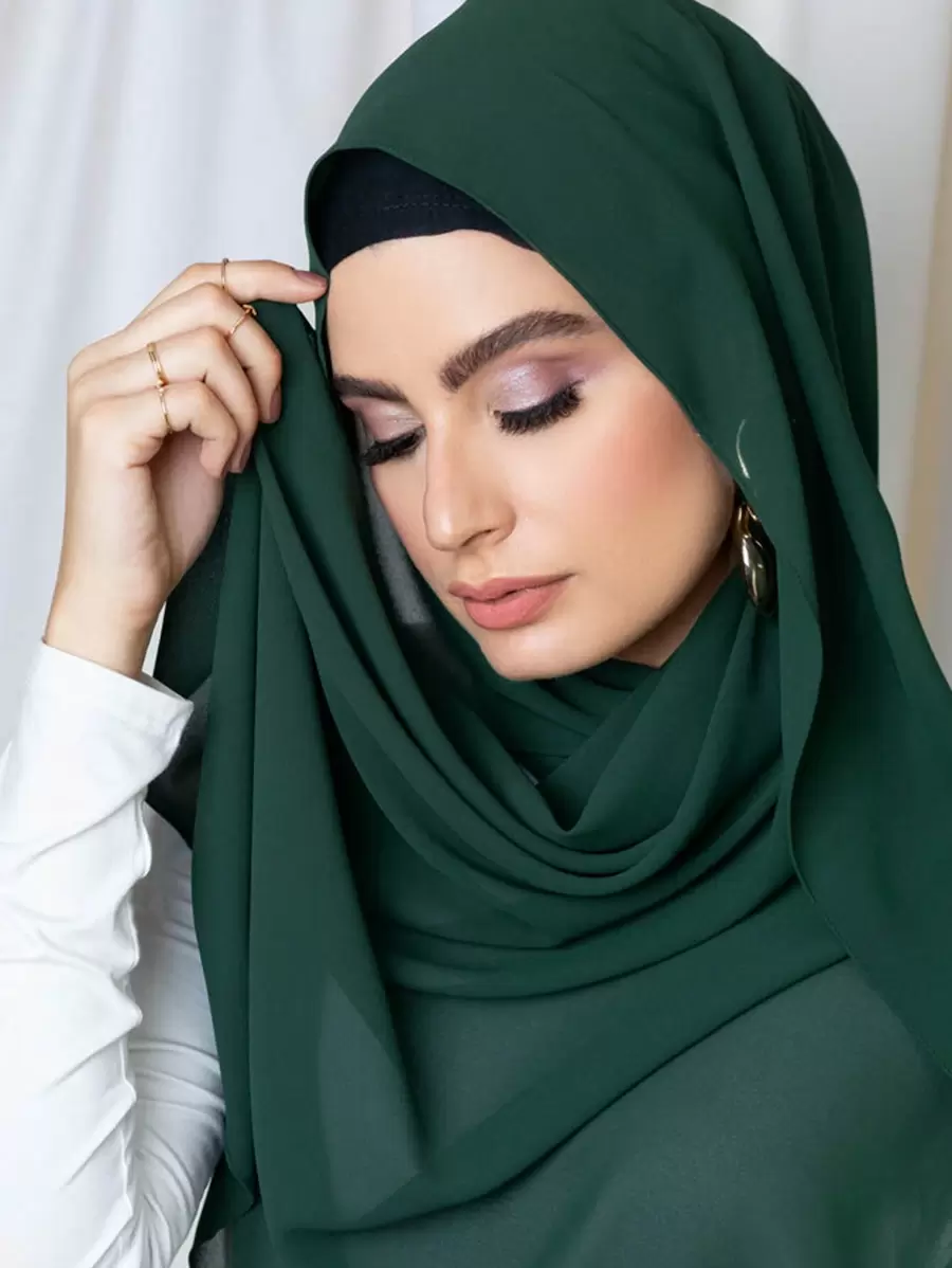 1 pieza Pañuelo de chifón de unicolor de moda básico para mujer, para uso diario y hiyab, diadema casual para mujeres con abayas