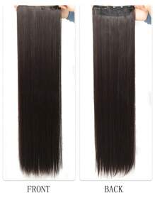 Black-Brown Extra Long Straight Hair Extensions, 20-40 Inch 5 Clips Synthetic Hair Extension Heat Resistant Fake Hairpiece For Women Chinese New Year,Music Festivals, Parties, Cosplay, Holidays And Daily Use