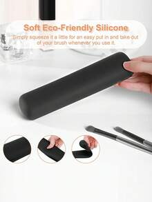 2入組可攜式矽膠化妝刷收納盒,旅行化妝刷收納盒,化妝包化妝包學校用品學生宿舍化妝刷組織器洗衣袋化妝包化妝品收納,適用於旅遊,大學宿舍,女性送禮物感恩節 - 黑色 - 查看 7