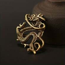 創意龍黃銅3d龍車鑰匙扣吊飾,適用於龍年禮品 - 銅色 - 查看 5
