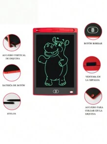 Pizarrón Mágico 8.5″ Pulgadas LCD Borrable Pizarra mágica LCD de 12 pulgadas para dibujo y escritura, pizarra para escritura a mano LCD de 8.5 pulgadas, pizarra electrónica con energía solar, pizarra de dibujo inteligente para niños con trazos de color brillantes y gruesos, fabricante directo de pizarras para niños con funciones de escritura, pintura, coloración y borrado con tiza de agua, diseñada con personajes animados y multifuncional para uso doméstico en arte de garabatos. Tablero de copia A5/A4 y tablero de dibujo 4K y almohadilla de luz LED para copiar, dibujar y practicar la escritura con soporte para niños, función de borrado inteligente, aprendizaje familiar, regalo perfecto para cumpleaños y sorpresa de Navidad. - Rojo - Ver 1