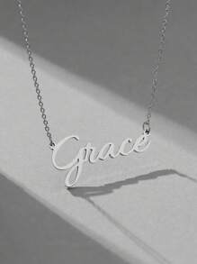 1pc Simple & Fashionable Stainless Steel Alphabet Pendant Necklace With Engraved Name For Men & Women Suitable For Vacation, Party, Daily Wear, Etc. - grace - View 10