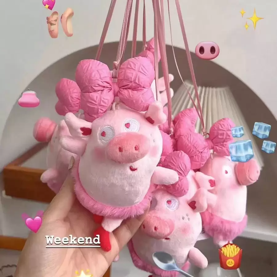 1入組可愛芭蕾豬汽車掛飾,後視鏡車內裝飾,新車禮物 - 粉色 - 查看 1