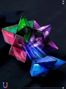 1 Pieza 3d Geométrico Cubo De Rompecabezas Magnético Para La Liberación De Estrés - Rojo - Ver 6