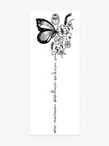 Washable Temporary Tattoo Stickers 1 Pvc Back Ink Butterfly Flower Flower Fresh And Simple English Letters Suitable For Fashion People Festival/Y2k Themed Makeup & Party Decoration,Spine Tattoo - Black - View 4