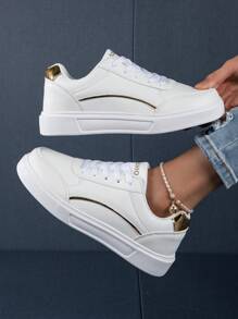 Của phụ nữ Vàng Trang trí Chi tiết Lace-up Giày trượt băng , Ngoài trời Giải trí Thể thao Giày thể thao - Vàng - Xem 1