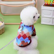 Fashionable New European And American Pet Clothes Colored Checkered Bear Sweatshirt For Dogs, Winter - Beige - View 7