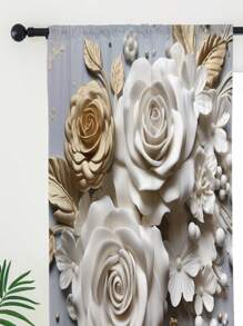 1pc 3d Floral Pattern Printed Window Curtain - Mixed color - View 7