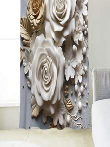 1pc 3d Floral Pattern Printed Window Curtain - Mixed color - View 6