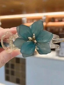 1pc Minimalist Fashionable Flower Hair Clip - Green - View 2