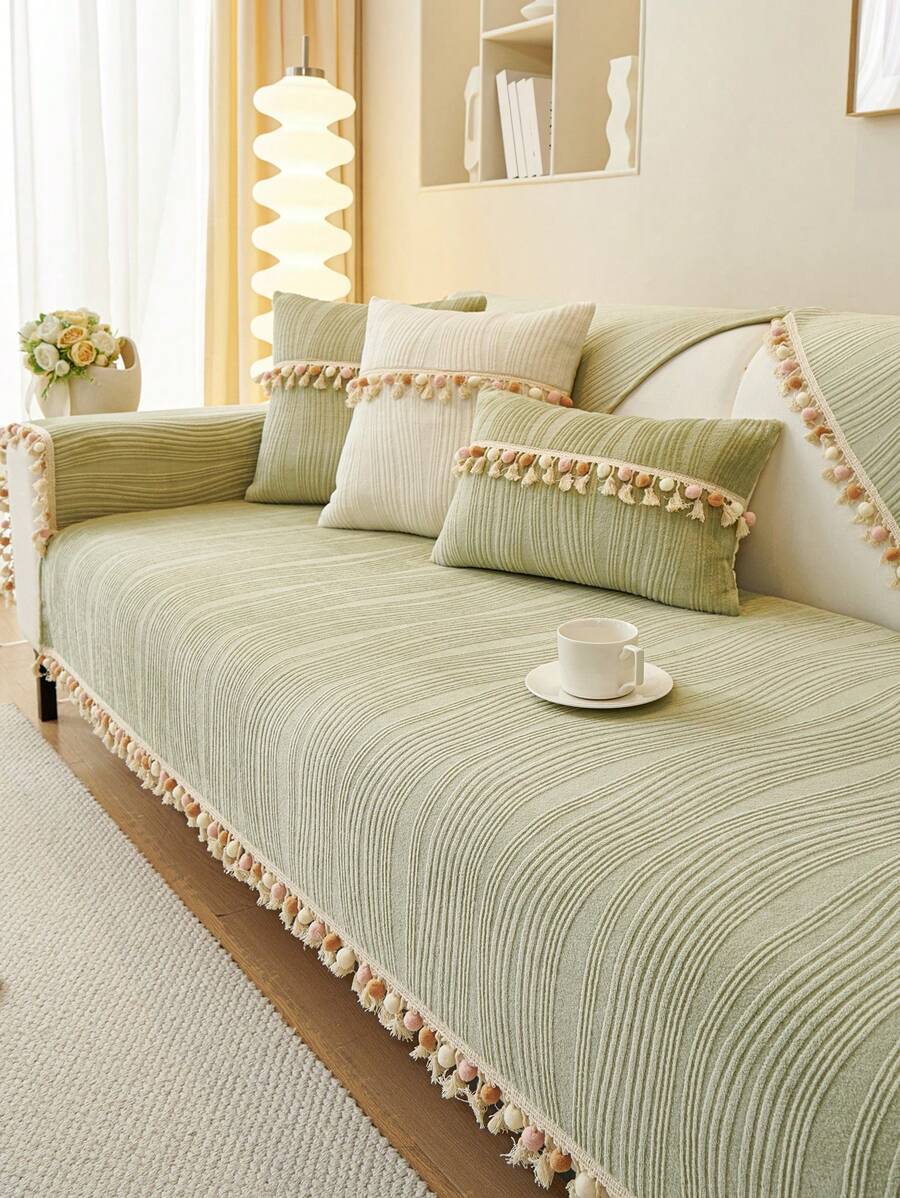 1入組牛奶絨沙發坐墊,全季節通用20203新座椅套/保護套 - 綠色 - 查看 1