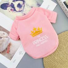 寵物秋冬毛衣套頭,防寒保暖,適用於貓狗,可愛時尚小狗和公主服裝 - 粉色 - 查看 5