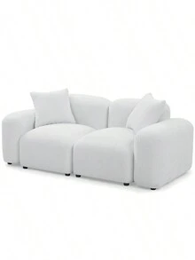Yoglad Modular Sectional Sherpa Sofa, DIY Combination Boucle Fabric Couch, Modern Sofa With Lounge Chaise, L-Shape Couch With Thick Cushion, Furniture For Living Room - 新白色(角套裝) - 查看 5