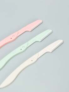 HJP MOKXIC 眉毛刮鬍刀和刮鬍刀,3 件裝透明盒裝不銹鋼折疊刮鬍刀,帶安全網,便攜式臉部除毛器,美容工具