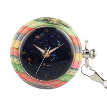 新款diy鏈條石英手表,戶外攀登木製掛鍊口袋手錶