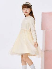Balabala Tween Girl Knitted Fabricdress - Khaki - View 3