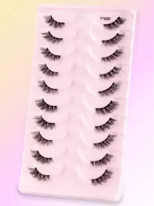 10 Pairs/box Of Half-eye False Eyelashes, 3d Fairy Cat Eyes, Natural Fluffy Short Eyelashes, Slender, Crisscrossed, Soft And Reusable, Suitable For Girls' Natural Makeup