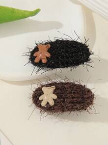 2入組閃亮泰迪熊髮夾，鱷魚夾，側邊夾，可愛甜美的學生裝飾髮飾，適用於日常穿著，節日派對，送禮佳品