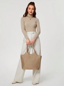 Business Casual Large Capacity Tote Bag For Women For Teen Girls Women College Student,Rookies & White-Collar Workers Perfect For Office,Work ,Business,Commute,Outdoors, Travel, Outings,Shopping - Brown - View 4