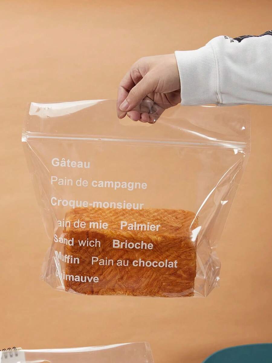 10入組白色面包拉鍊袋,自粘糕點袋,透明塑料袋,適用於烘焙,糕點,烤食品,非常適用於家庭廚房,麵包店,咖啡廳和餐廳外賣