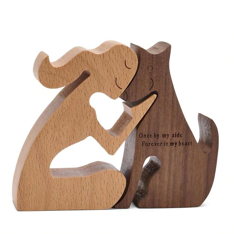 手工製作的狗失去紀念禮物 - 狗喪親慰問禮物,狗雕像紀念禮物,寵物慰問禮物,坐著的女人和狗,坐著的男人和狗 - 米色 - 查看 1