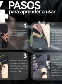 Mezcladora Amplificada Gochanmi Mini6 Power Mixer 6 Canales Consola Activa Bluetooth USB EQ - Negro - Ver 5