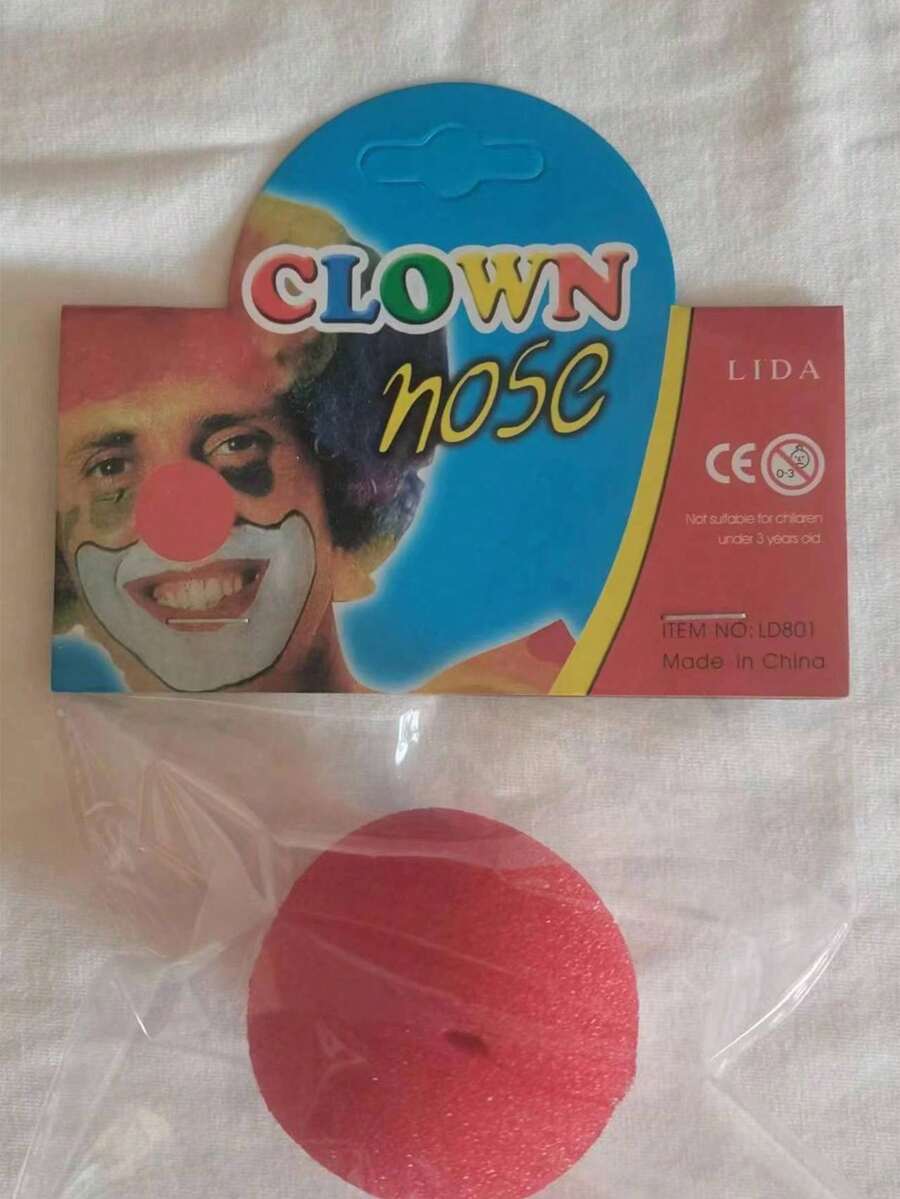 1pc Red Clown Nose Sponge Ball For Cosplay Makeup And Stage Performance - Red - View 1