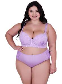 Plus Size Bra & Panty Sets - Lila Púrpura - Ver 1