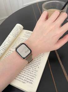 1PC Woman's Gray-Brown Soft Small Waist Reverse Leather Strap, Smart Strap, Compatible With S10/9/8/7/6/5/4/3/2/1 Compatible Watch Band 38/40/41mm 42mm 44/45/46/49mm Niche New Thin Watch Strap - Dark Grey - View 5