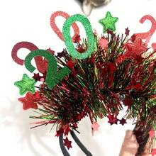 1 Pc 2024 Happy New Year Headband Tiara 2024 Glitter Star Sequins Hairband 2024 Holiday Hair Hoops Accessories For Christmas 2024 New Year Eve Party Supplies - Yellow - View 4