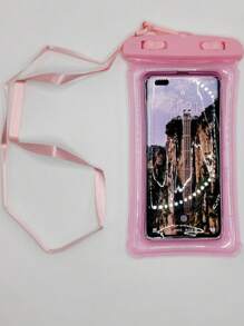 1 个透明触摸屏防水手机壳，多色防水手机保护袋，带气囊，防止手机下沉，海滩必需品，海滩配件，泳池浮板