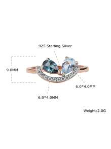 925銀時尚簡約甜美優雅的水滴形狀納米石鑲嵌戒指，適合女性日常穿著 - 彩色 - 查看 6