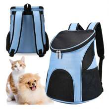 Pet Bag, A Portable Cat/Dog Carrier Bag, Comfortable And Breathable, With Adjustable Shoulder Straps For Daily Outings And Travel (Small Size: 30*30*35cm) - Blue - View 1