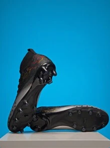 男士足球鞋,防滑釘專業高筒透氣運動靴,適合室內外tf場地,羅納爾多足球鞋 - 黑色 - 查看 1