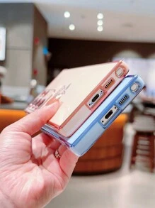 Coque de téléphone anti-chute en TPU avec bord électrolytique fleur rose rose esthétique, compatible avec , iPhone, Pixel et autres téléphones mobiles