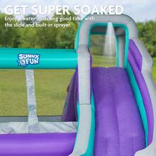 Sunny & Fun Big Time Bounce-A-Round Inflatable Water Slide Park – Heavy-Duty For Outdoor Fun - Climbing Wall, Slide & Splash Pool – Easy To Set Up & Inflate With Included Air Pump & Carrying Case - Water Slides For Kids Backyard - Purple - View 4