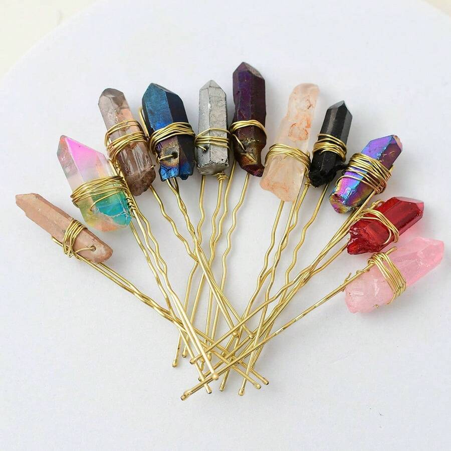 1 件手工天然水晶 U 型髮叉、髮髻裝飾和頭飾聖誕禮物