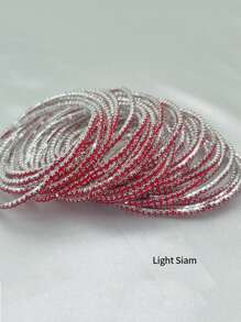 12pcs Set Fashionable White Crystal Elastic Bracelets For Women, Suitable For Parties - Elastic Bracelet - View 8