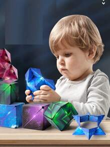 1 Pieza 3d Geométrico Cubo De Rompecabezas Magnético Para La Liberación De Estrés - Rojo - Ver 4