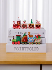Random Style Wooden Christmas Train Decoration - Multicolor - View 1