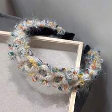 1 件彩虹色針織羊毛混紡髮帶,韓式甜美可愛女式頭帶