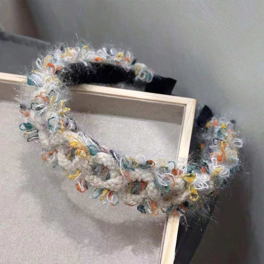 1 件彩虹色針織羊毛混紡髮帶,韓式甜美可愛女式頭帶