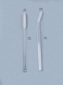 Reusable Transparent Glass Drinking Straws Set With Cleaning Brush, Heat Resistant For Beverage, Milk Tea, Water Cup,School Supplies - Clear - View 2