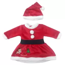 Vestido Navideño Bordado Santa Claus Con Gorrito para Bebé Niña - Rojo - Ver 3
