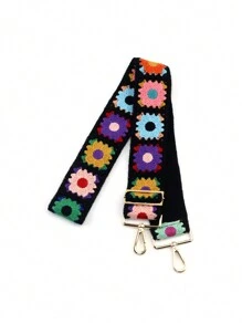 Creative Vintage Flower Pattern Bag Strap Diy Accessory - Black - View 3