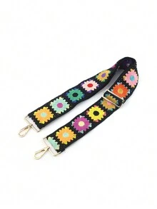 Creative Vintage Flower Pattern Bag Strap Diy Accessory - Black - View 2