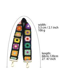 Creative Vintage Flower Pattern Bag Strap Diy Accessory - Black - View 4