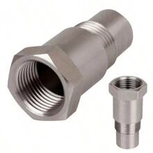 Car Modification Sensor Accessories Filtered Oxygen Sensor Adapter Extension Joint Stainless Steel Filter Joint Threaded Joint Modification Parts - Silver - View 2