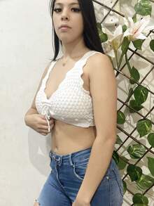 Women Knit Tops - 白色 - 查看 3