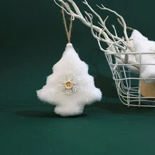1套(3入)聖誕節飾品創意木製雪花和聖誕樹形狀的毛絨吊飾,用於聖誕樹裝飾 - 白色 - 查看 8
